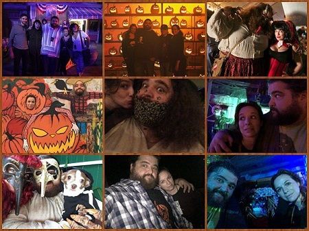 Nine photos of Rebecca and Jorge enjoying Halloween.