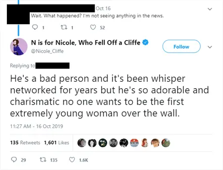 Nicole Cliffe called Jeff Goldblum a bad person but did not provide any evidence to back her claims of sexual assault.