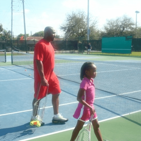 Coco with her father Corey Gauff.