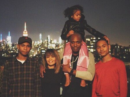 Dave Chappelle and wife Elaine Chappelle with their three children.