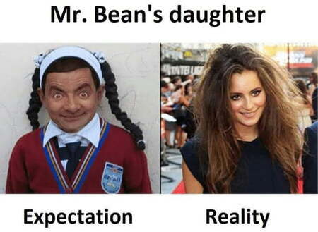 Mr. Bean Rowan Atkinson daughter meme is pretty funny.