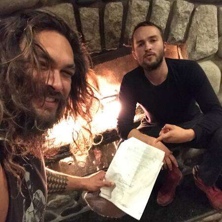 Mojean Aria with his 'See' co-star Jason Momoa.
