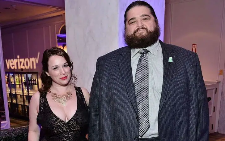 Jorge Garcia with his wife, Rebecca Birdsall attending a movie premiere. They dated for 5 years before getting engaged in 2018 and married in 2019.