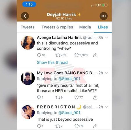 Deyjah Harris like the tweets by people criticizing her father.