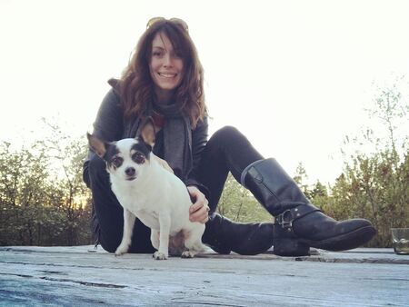 Virgin River Charmaine actress Lauren Hammersley with her puppy named Olive.