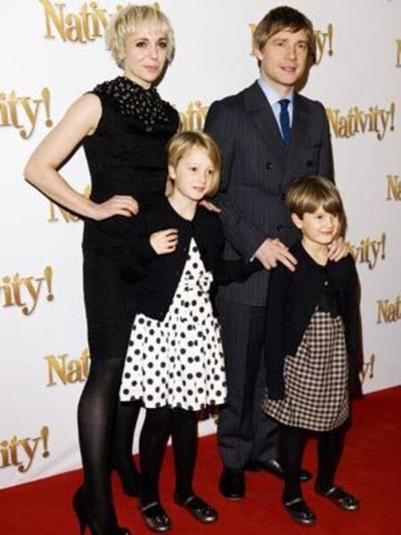 Martin Freeman and his former wife Amanda Abbington, with their kids, Joe Freeman (son) and Grace Freeman (daughter).