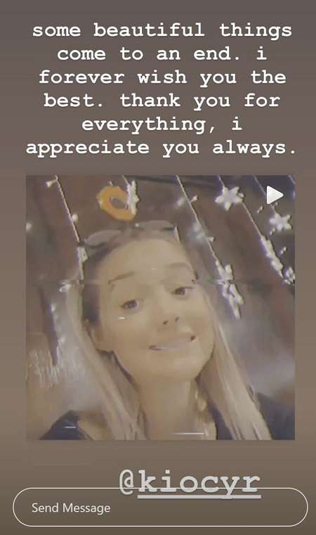 Olivia Ponton about the breakup on Instagram stories.