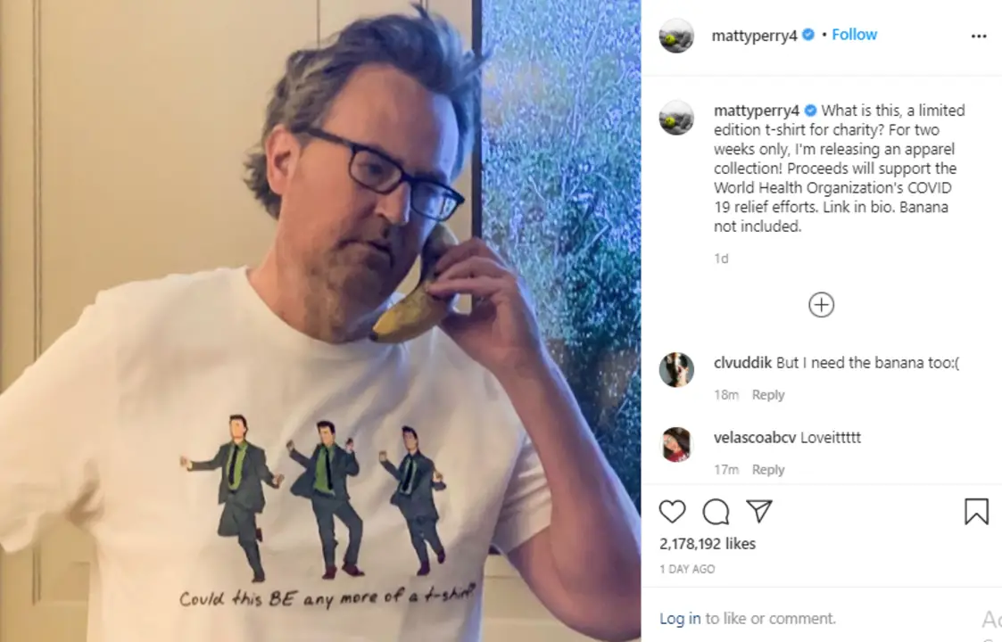 Matthew Perry is launching a Friends-inspired clothing line for the COVID-19 charity fund.