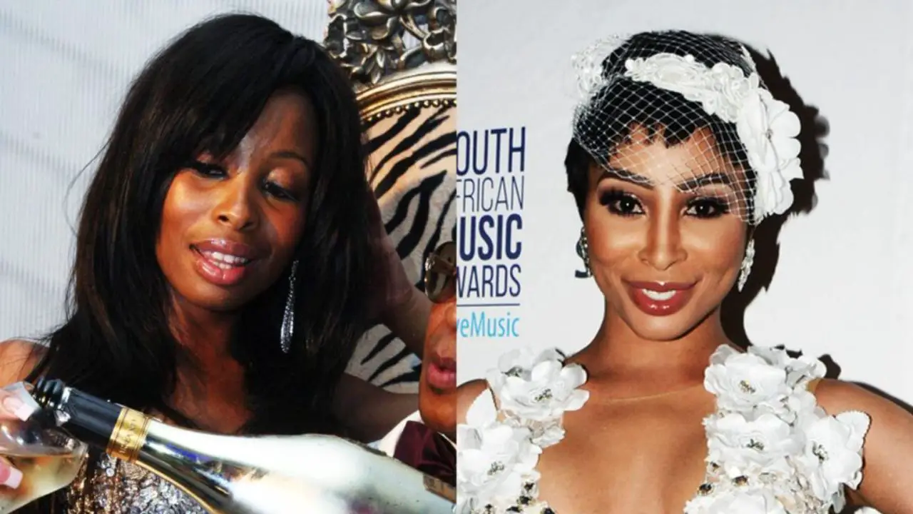 Khanyi Mbau before and after bleaching her skin. celebsindepth.com