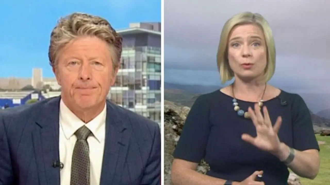 Charlie Stayt previously made a little slip of the tongue when conversing with weather presenter Sarah Keith-Lucas. celebsindepth.com