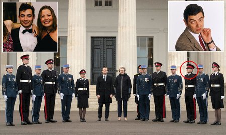 Benjamin Atkinson in a photo with President Macron and Prime Minister Theresa May.