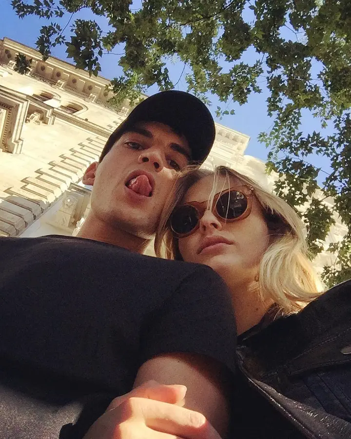 Camille Razat and her boyfriend-turned Fiance Etienne Baret taking a selfie.