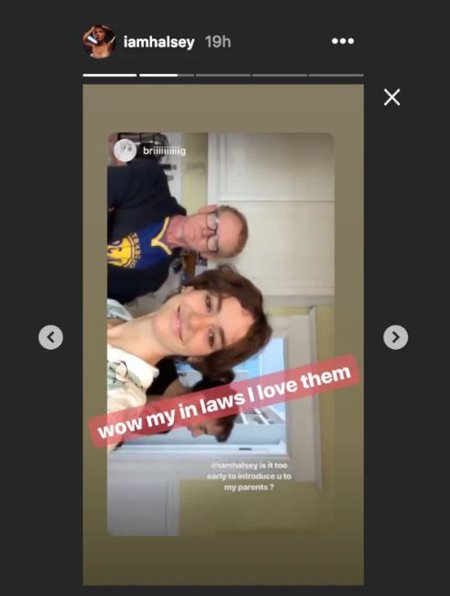 Halsey took to her Instagram story to call Bridgette's family, her in-laws.