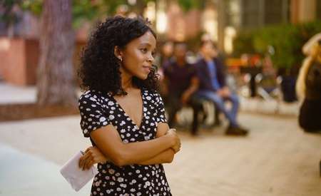 Rachel Naomi Hilson plays Mia in the Hulu series Love, Victor.