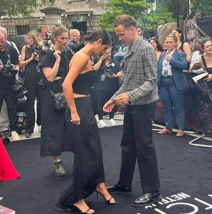 Anya Chalotra and Josh Dylan made an appearance in The Witcher's premiere. celebsindepth.com