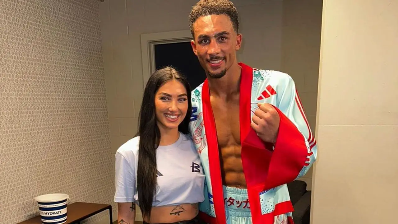 Ben Whittaker with his girlfriend, Heather McColl. celebsindepth.com