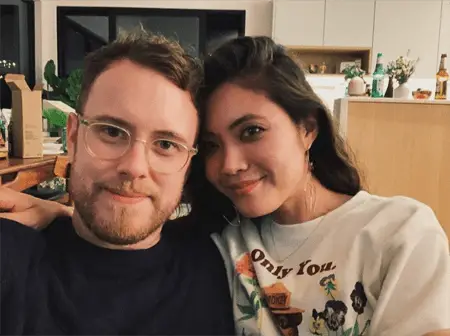 Jessica Lu and Christian Springer in their new home. She is appearing in God Friended Me in season 2.
