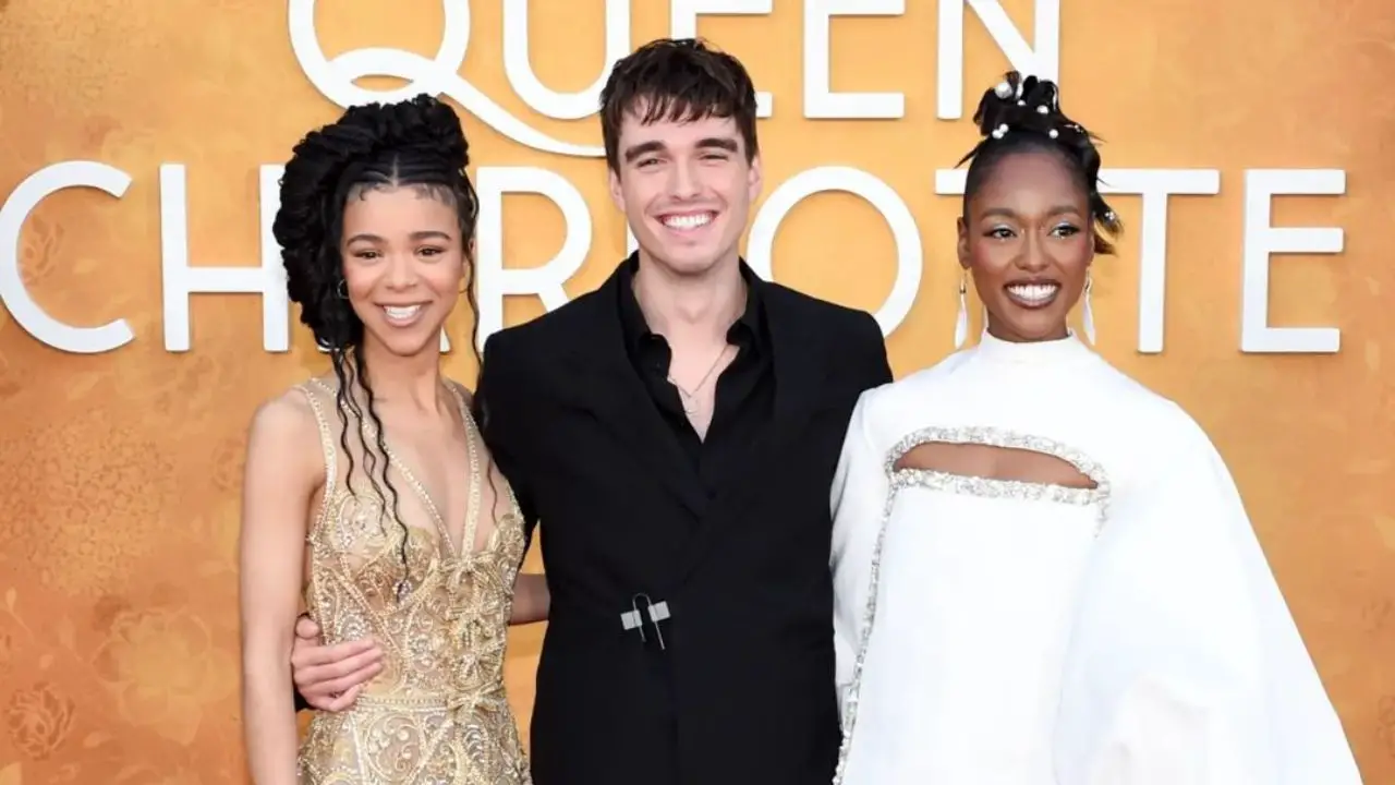 Corey Mylchreest with his show co-stars.