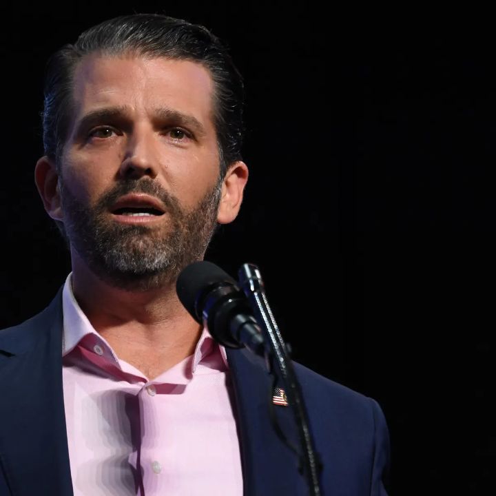 Donald Trump Jr.'s scar is visible in his pictures. celebsindepth.com