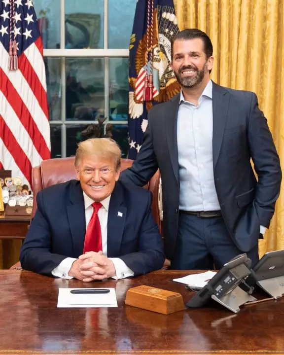 Donald Trump Jr. with his father, Donald Trump celebsindepth.com