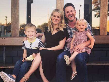 Allison Munn and her spouse Scott Holroyd with their kids, son Nathan Powell Holroyd, and daughter Nora Holroyd.