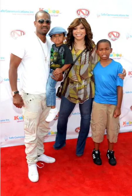 Tisha Campbell with her husband Duane Martin and their two kids, Xen Martin and Ezekiel Martin.