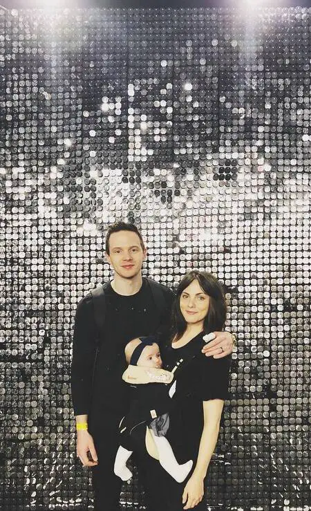 Georgina Reilly with her husband Mark O'Brien and their baby daughter Penelope Florence O'Brien.