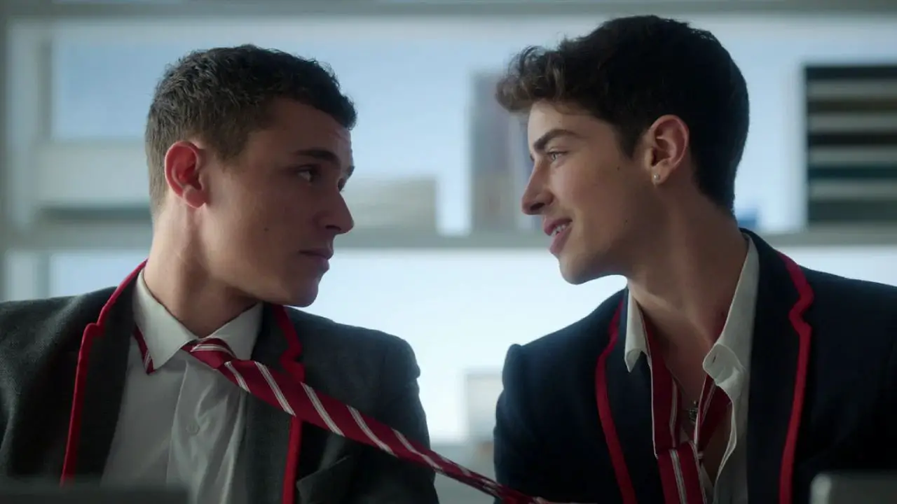 Aron Piper with his co-star from Elite. celebsindepth.com