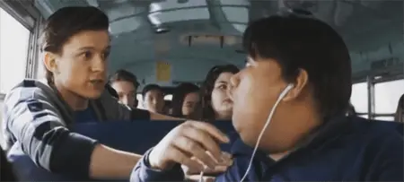Jacob Batalon and Tom Holland in Avengers: Infinity War.