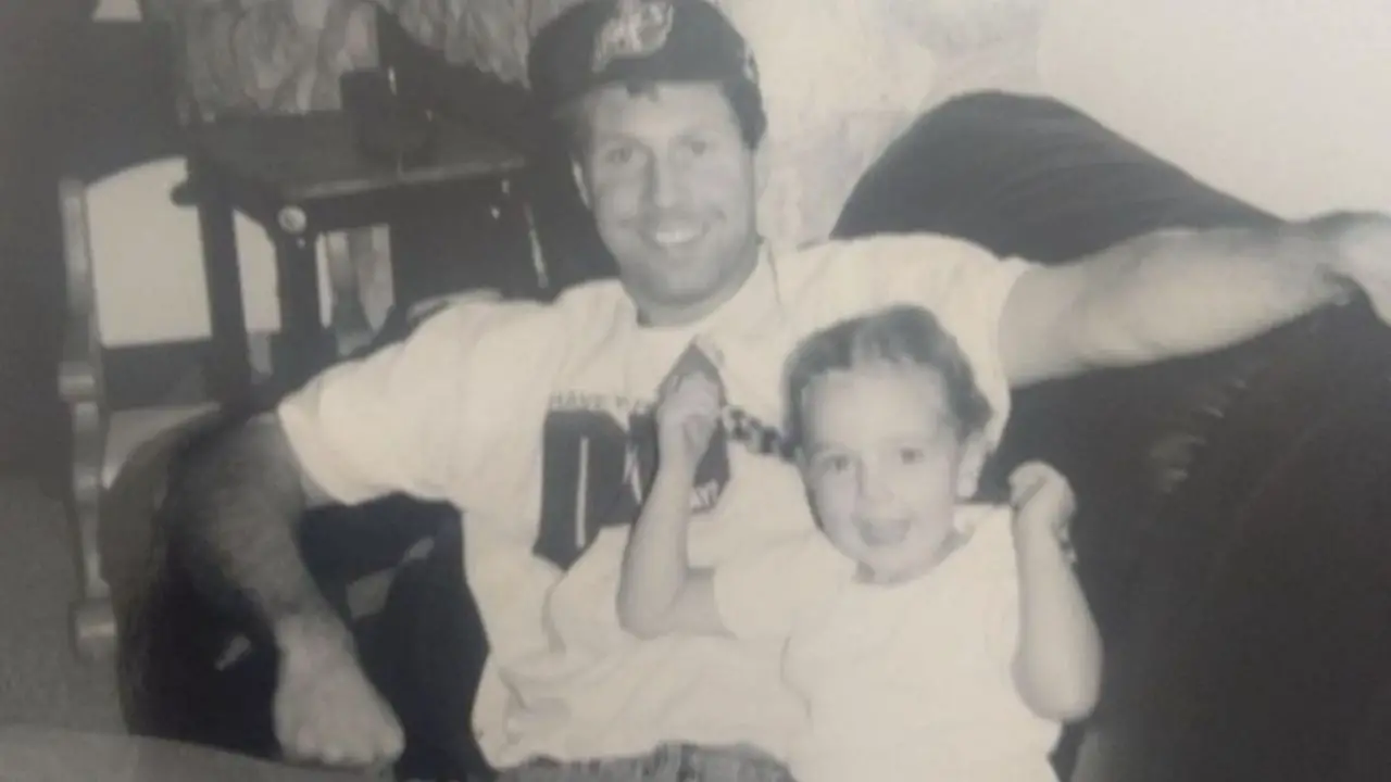 Micah Lussier with her dad.