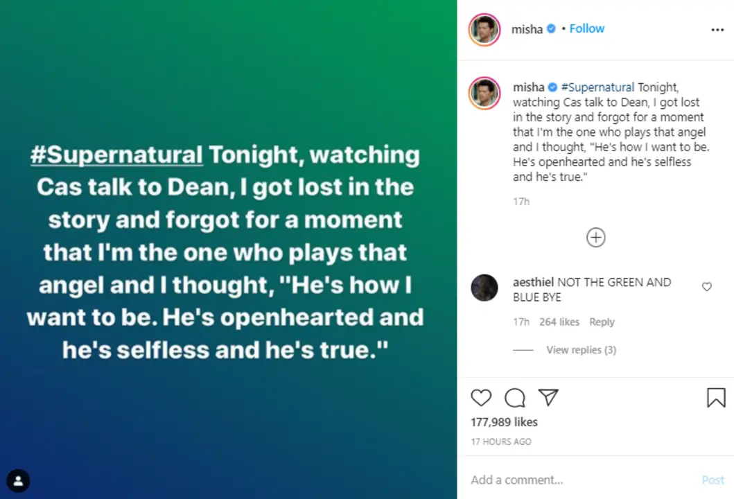 Misha Collins talked about Castiel's big moment in the latest episode of Supernatural.
