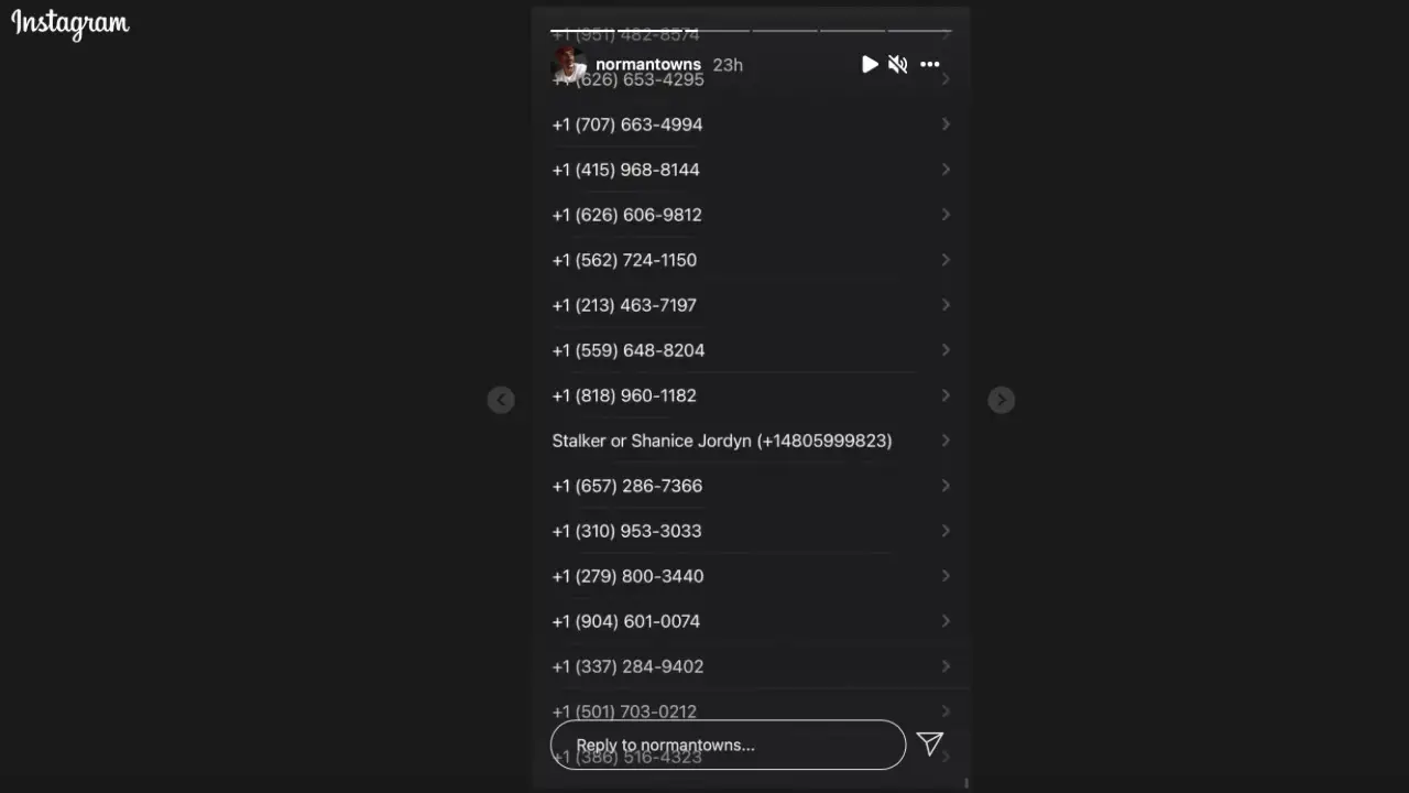 norman-towns-shanice-jordyn-stalking-drama-ig-story-2021