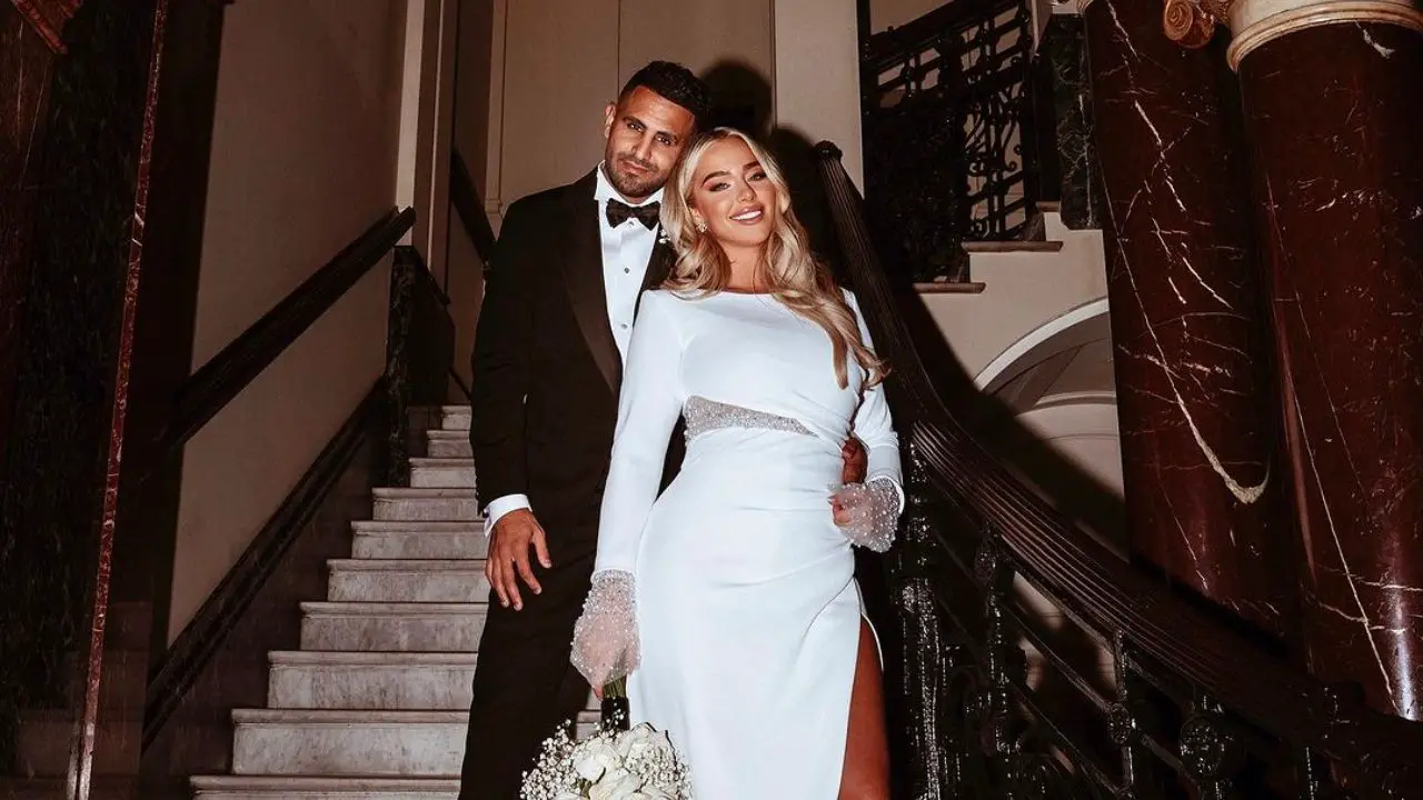 Riyad Mahrez married his new wife, Taylor, in 2022. celebsindepth.com