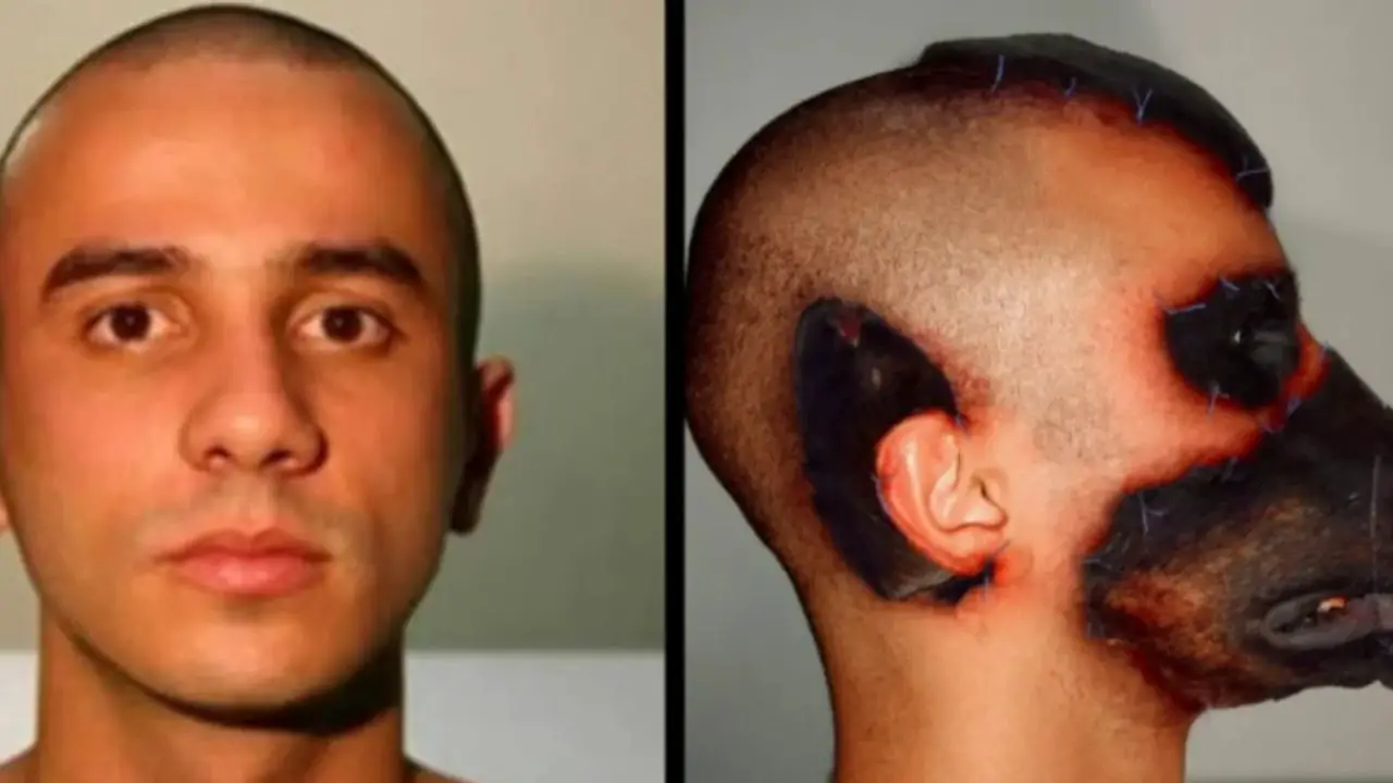 Rodrigo Braga's before and plastic surgery to make him resemble a dog face. 