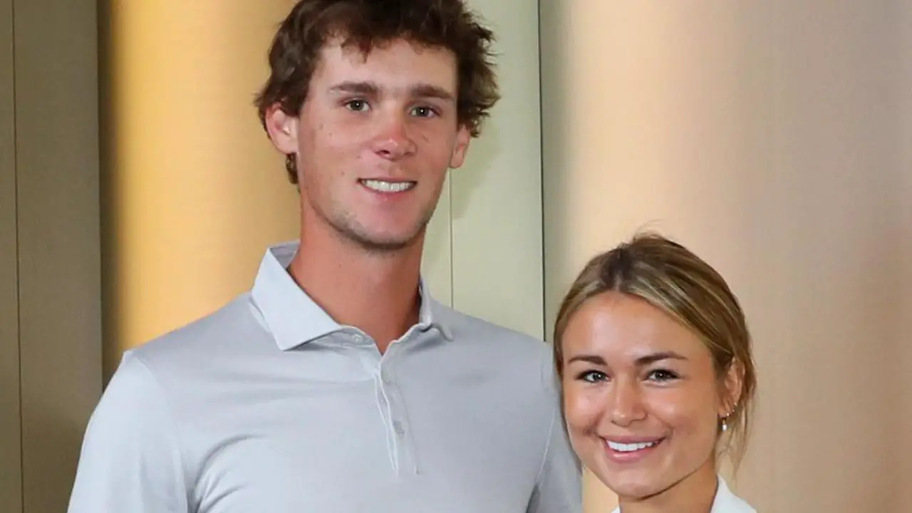 Thomas Pieters with his ex-girlfriend Eva Bossaerts.