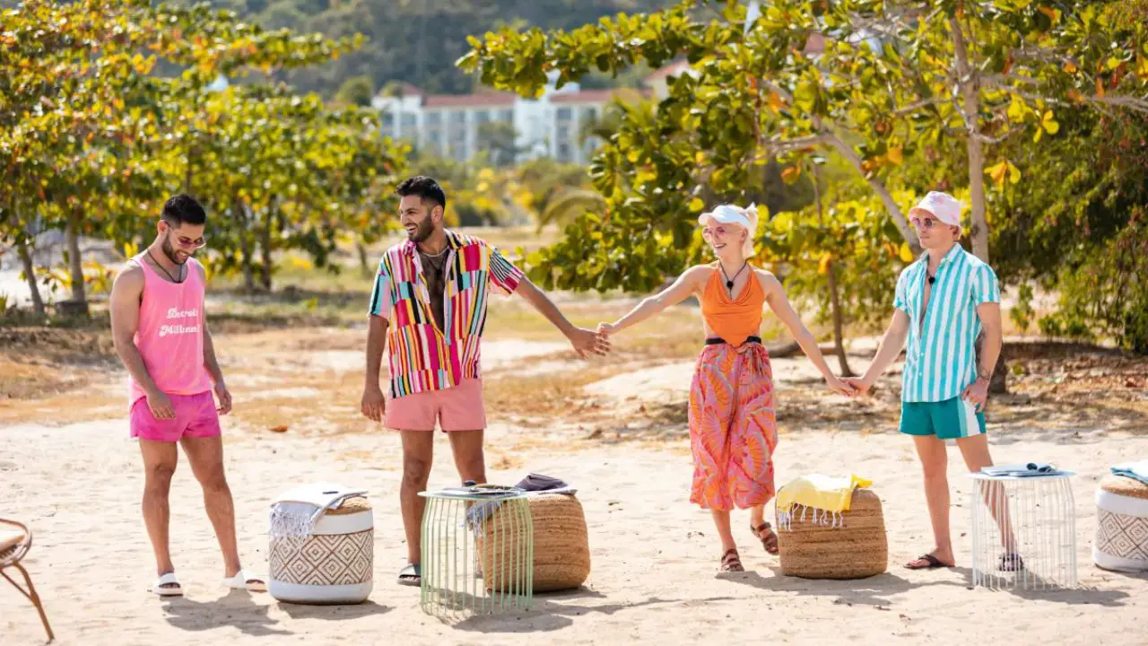 Couple to Throuple reevaluate their relationship during a Stay-or-Swap Ceremony. celebsindepth.com