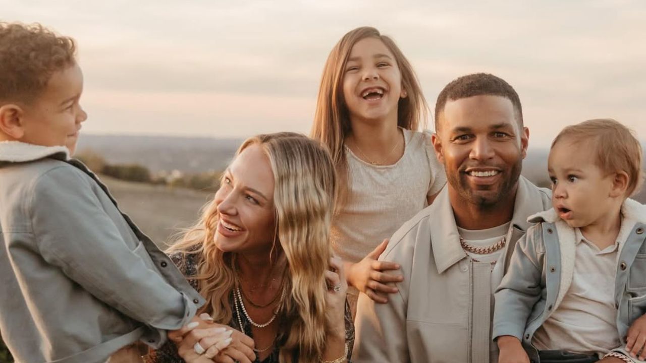 Golden Tate with his wife, Elise, and three kids.
