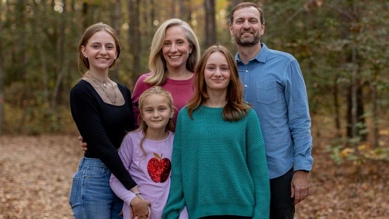 Abigail Spanberger with her husband and daughters.