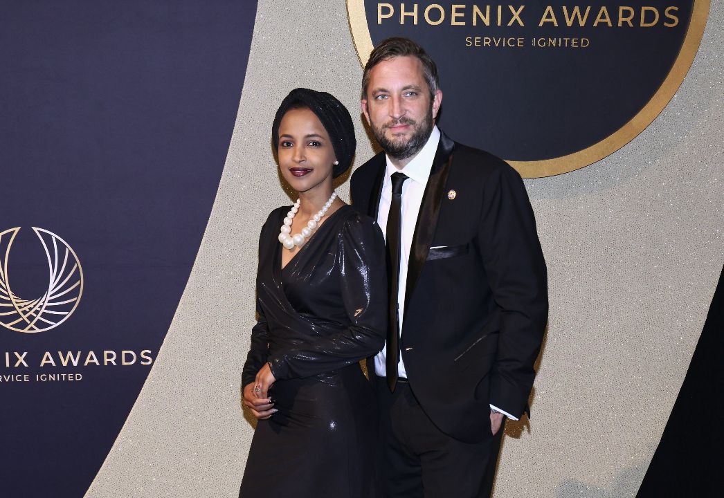 Ilhan Omar with her husband, Tim Mynett.
