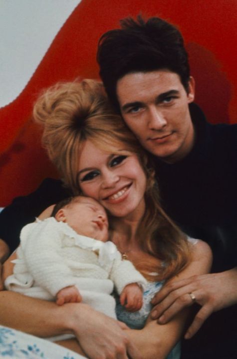 Brigitte Bardot with her husband and son.
