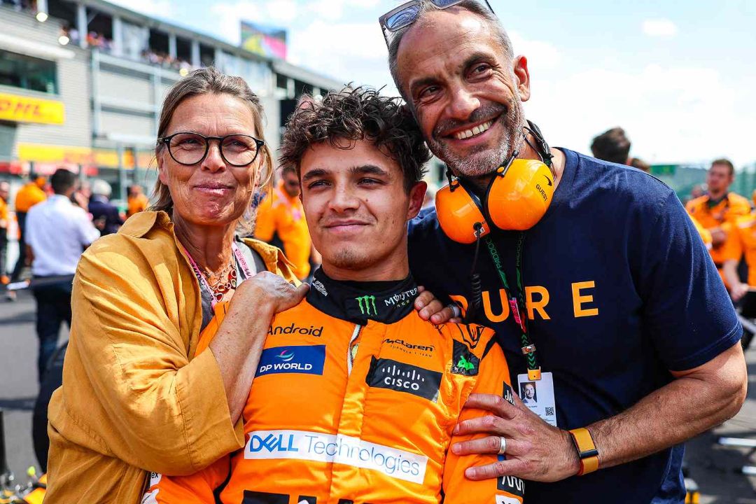Lando Norris with his parents.