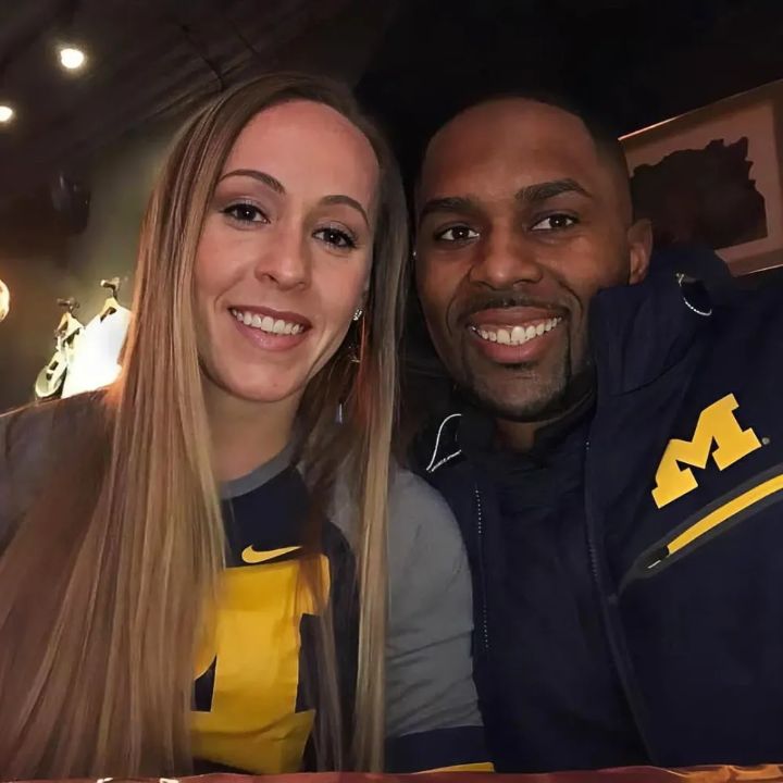 Sherrone Moore with his wife, Kelli Moore.