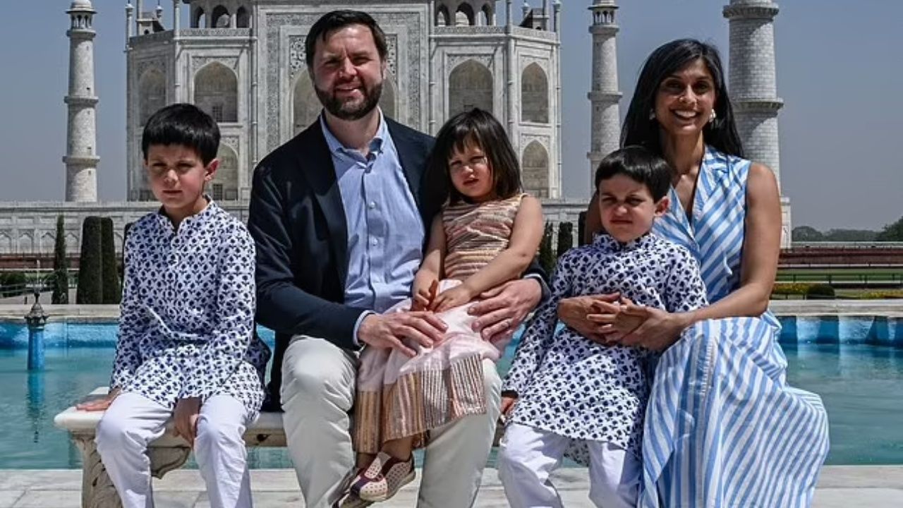 JD Vance with his wife, Usha Vance, and their 3 kids.