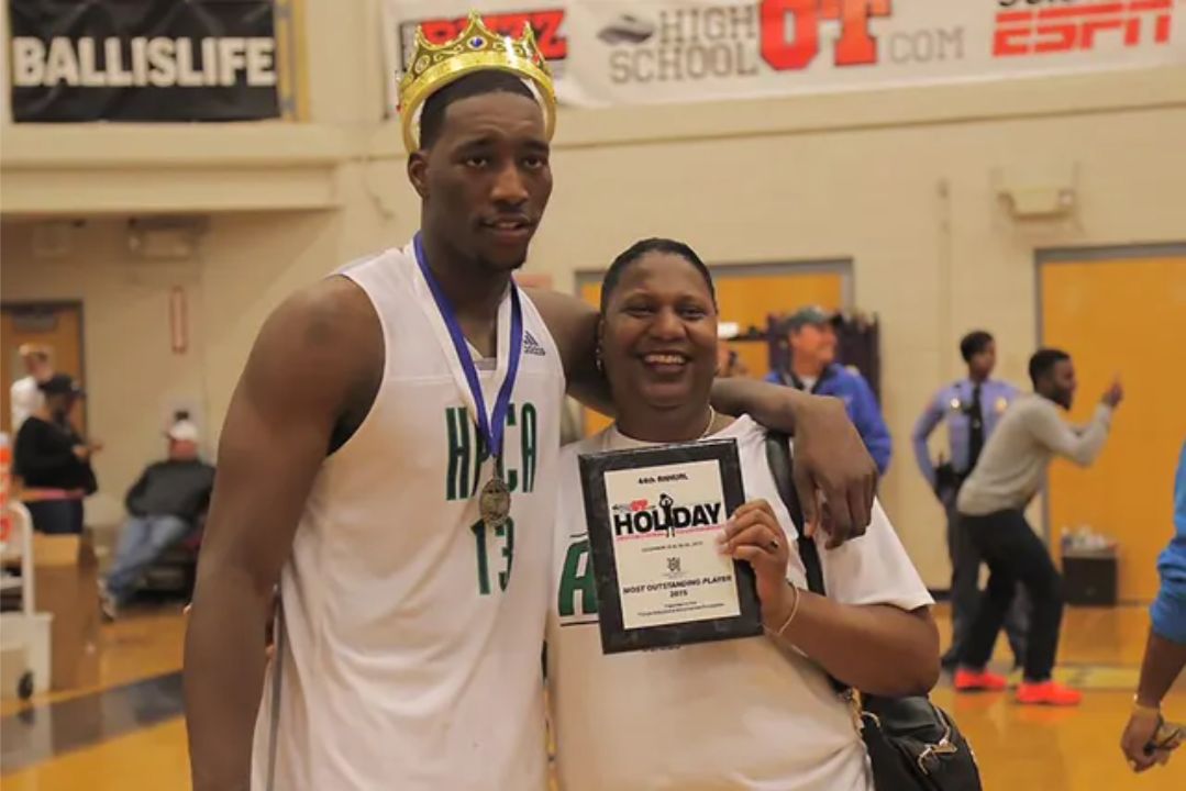Bam Adebayo with his mother, Marilyn Blount.