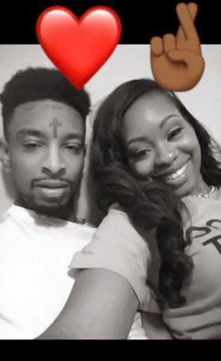 21 Savage with his wife, Keyanna Joseph.