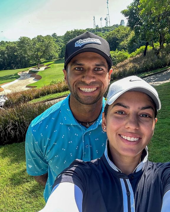 Aaron Rai with his wife, Gaurika Bishnoi.