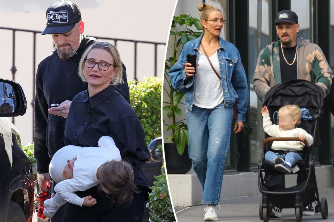 Cameron Diaz with her husband and kids.