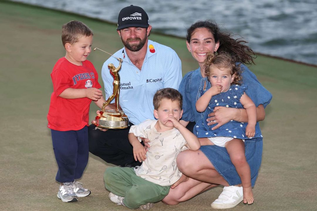Cameron Young with his wife and kids.