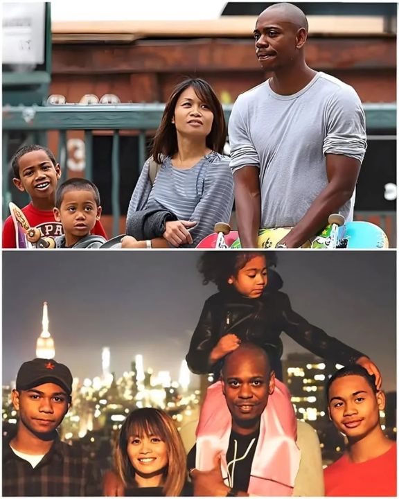 Dave Chappelle with his wife and kids.