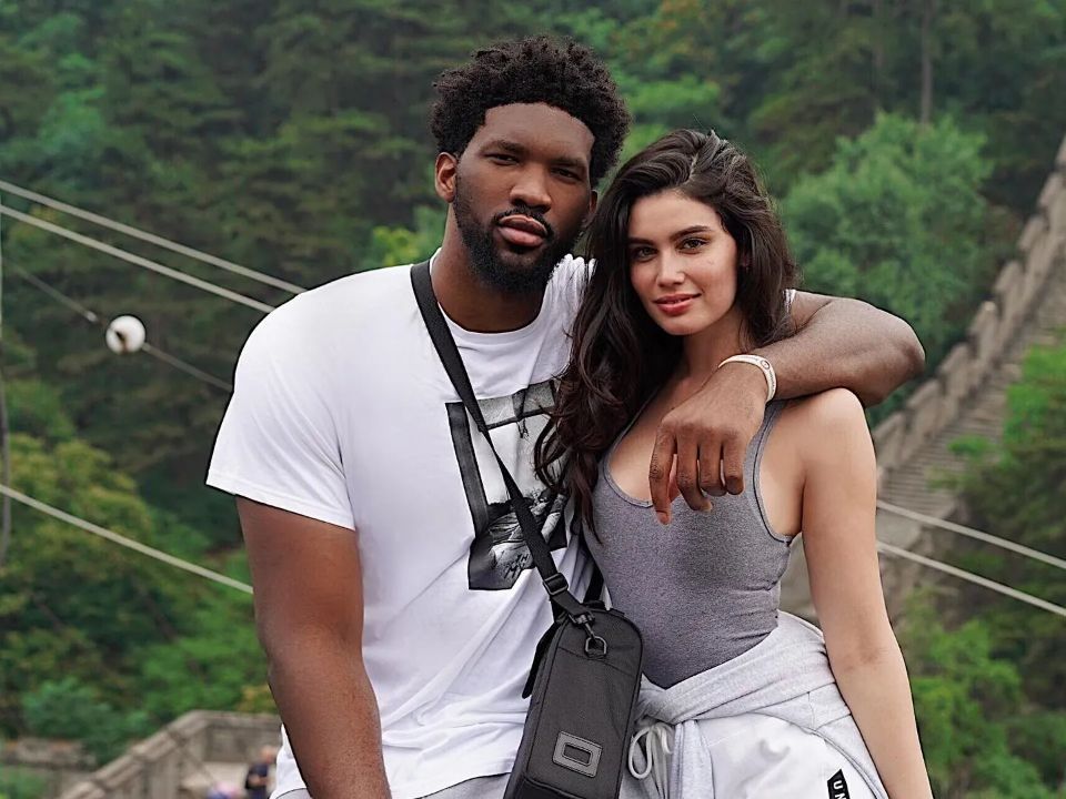 Joel Embiid with his wife, Anne de Paula.